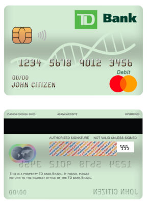 Editable td brasil bank master debit card Templates