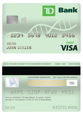 Editable td brasil bank visa debit card Templates