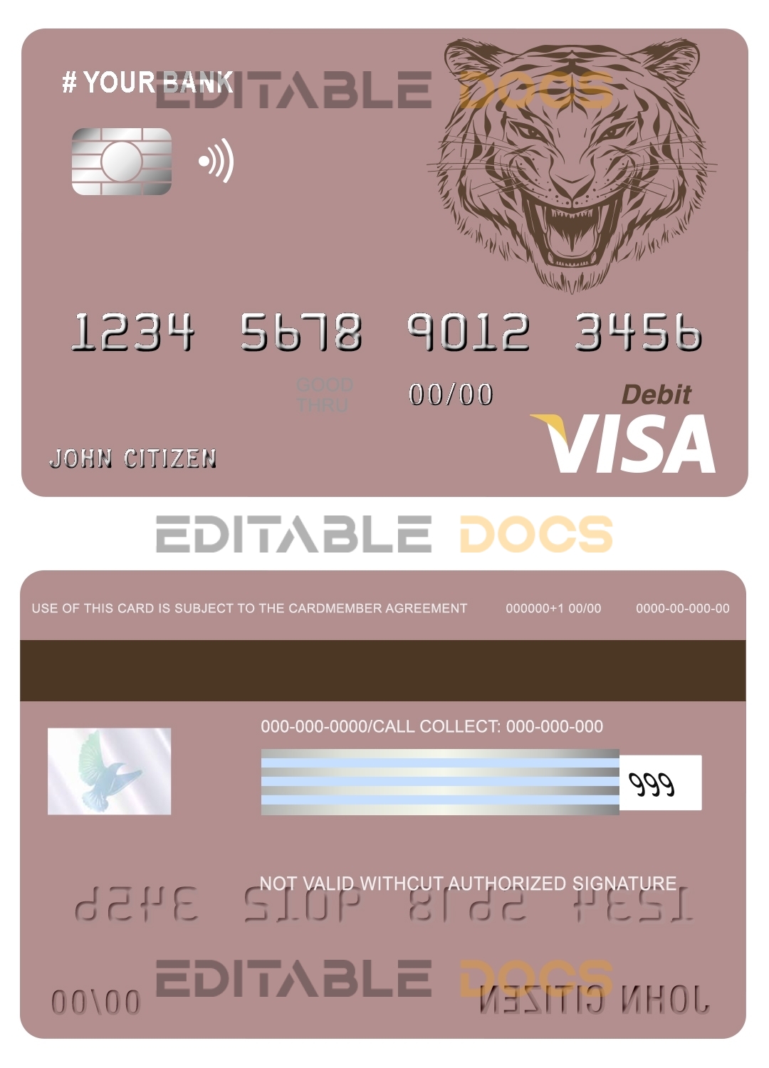 Fillable tigarara universal visa card Templates
