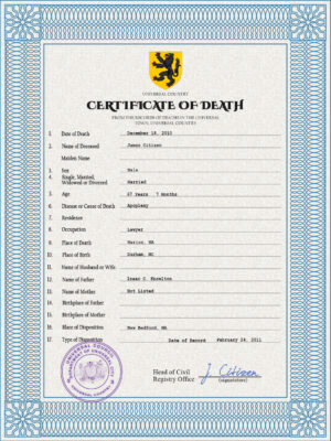 Customizable variety Death Certificate PSD Templates | Instant Download