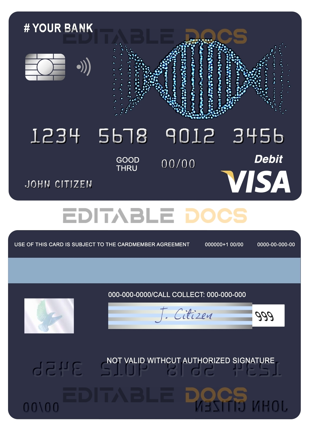 Editable vintage abstract universal visa card Templates