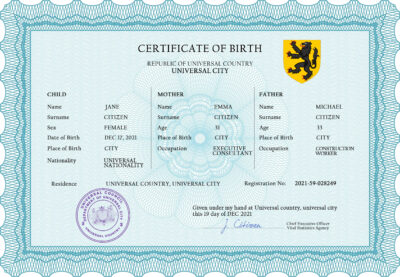 Authentic voice universal Birth Certificate PSD Template | Customize and Download Online