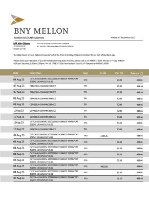 Fake Bny Mellon Business Bank Statement