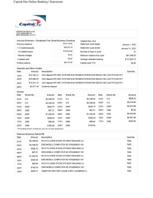 Fake Capital One Business Bank Statement
