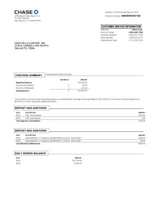 Fake Chase Business Bank Statement