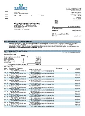 Fake China Minsheng Business Bank Statement