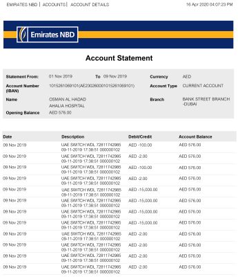 Fake Emirates nbd Business Bank Statement